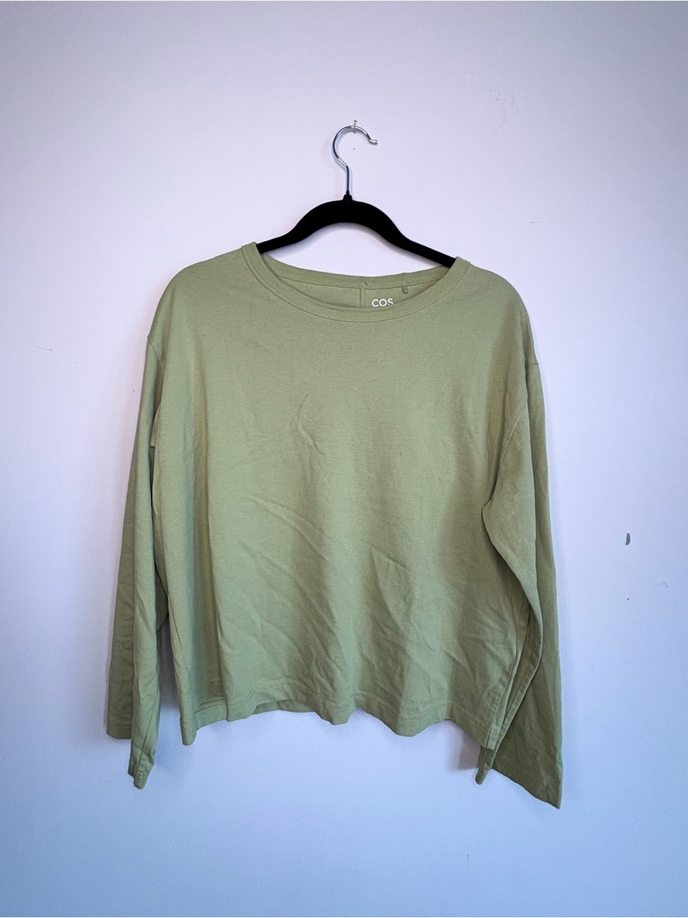 COS Olive Green Crewneck Long Sleeve Tee